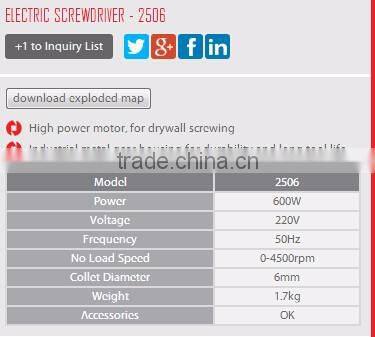 RONIX POWER TOOLS ELECTRIC SCREW DRIVER MODEL 2506