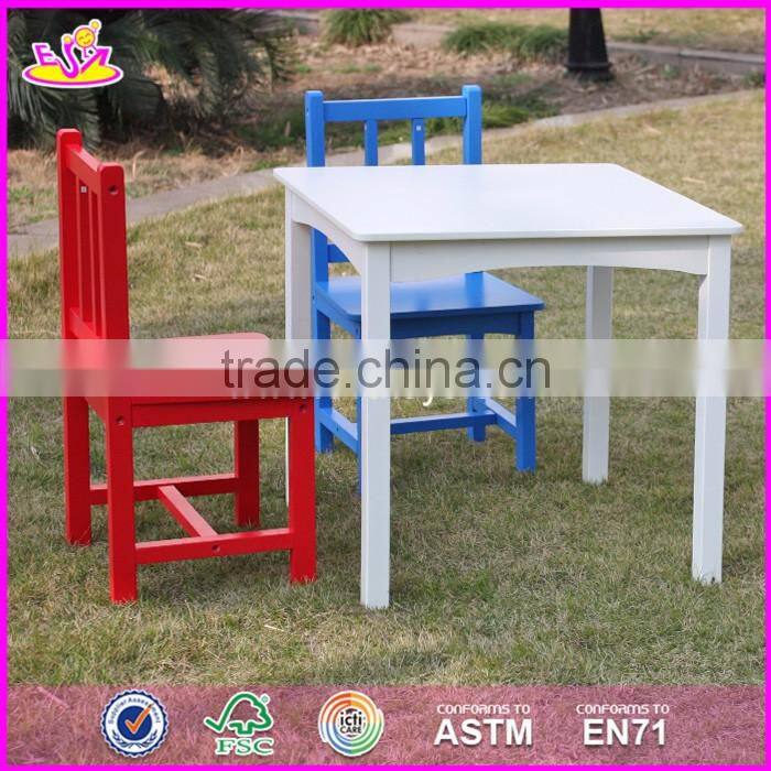 2017 New design nursery school colorful wooden kids table and chair set W08G223