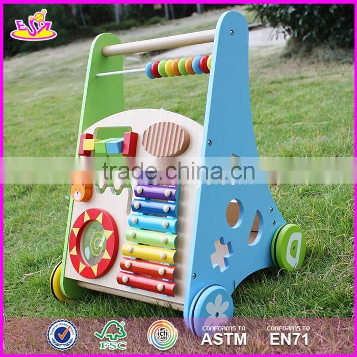 Wholesale best design multi push along wooden baby walking toys W08J001