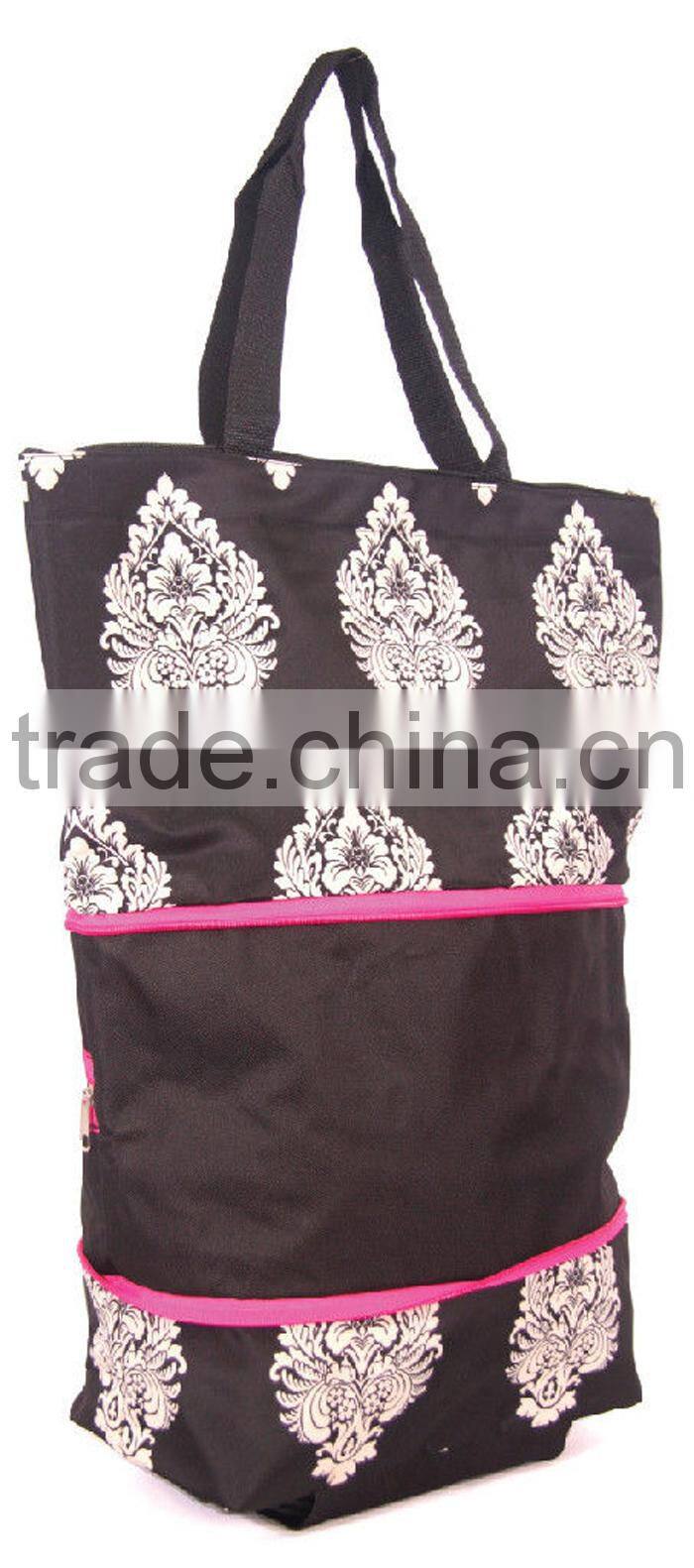 Shopping bag on Wheels expandable to lightweight Roller Bag with free Id Holder
