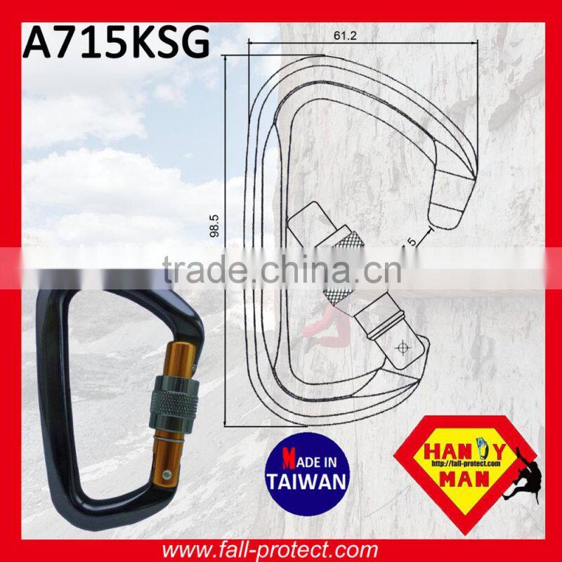 25KN Bent Gate Mountaineer Climbing Aluminum Carabiner For Rescue