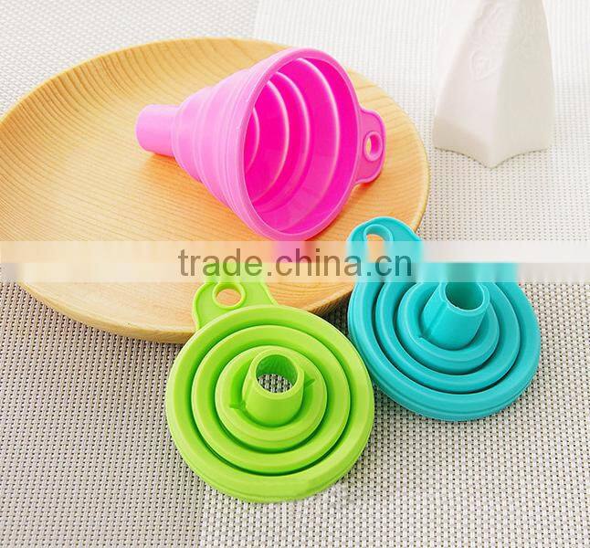 Colorful Foldable Food Grade Silicone mini funnel kitchen funnel
