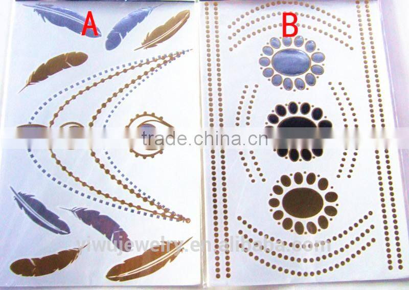T002-004 high quality cheap luminous tattoo sticker metallic gold removal temporary body wholesale fake body tattoo producer
