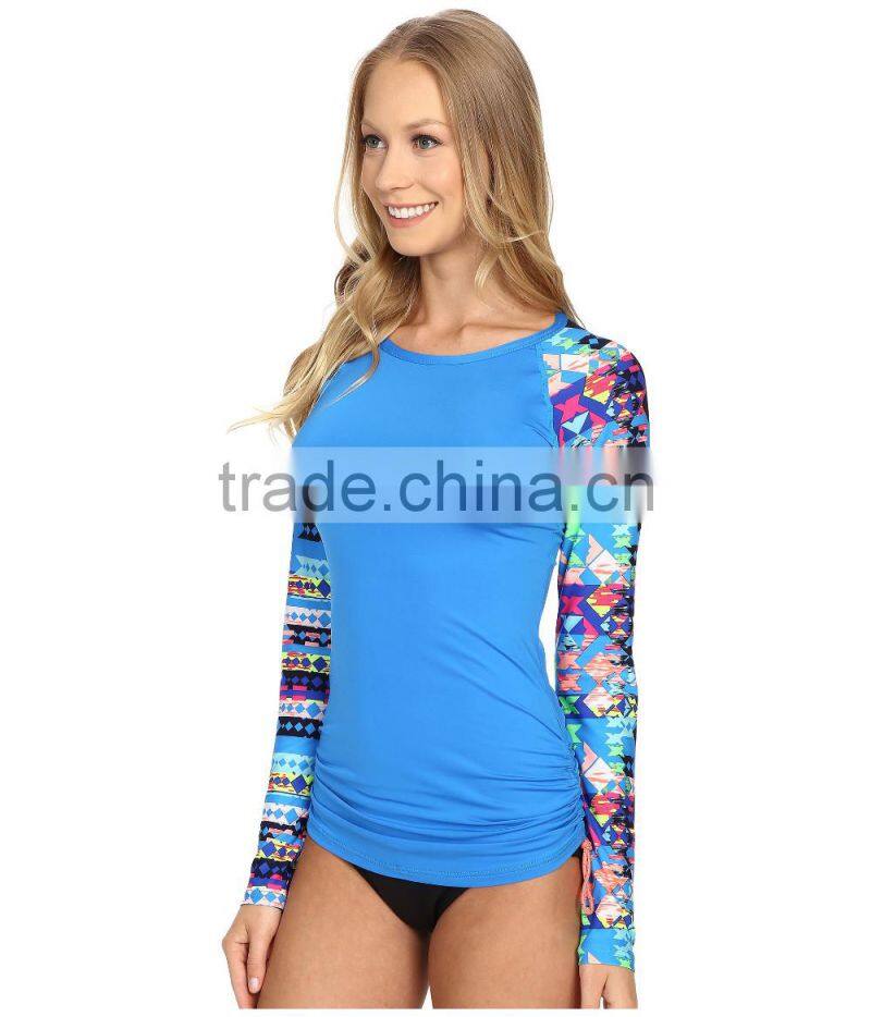 Long Raglan Sleeve Swim Shirt Woman UV Wetsuits Long Sleeve Rash Guard Top Swimsuit Tee Women