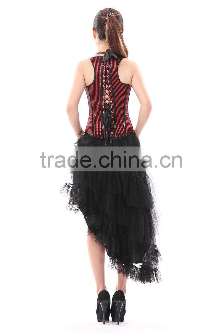 2015 Newest style seamless conjoined one set body shaping corset with long skirt