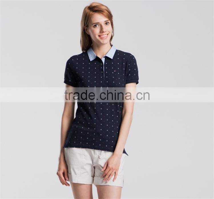2017 new product popular pretty printing custom polo tshirt wholesale women tshirt