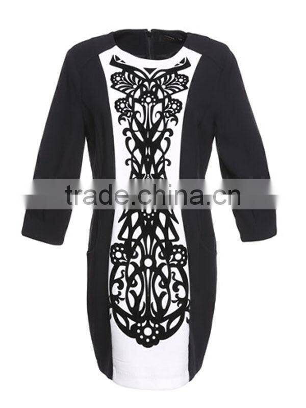 OEM hot sell high quality latest fashion ladies' short front long back white and black colored branded ladies' clothing