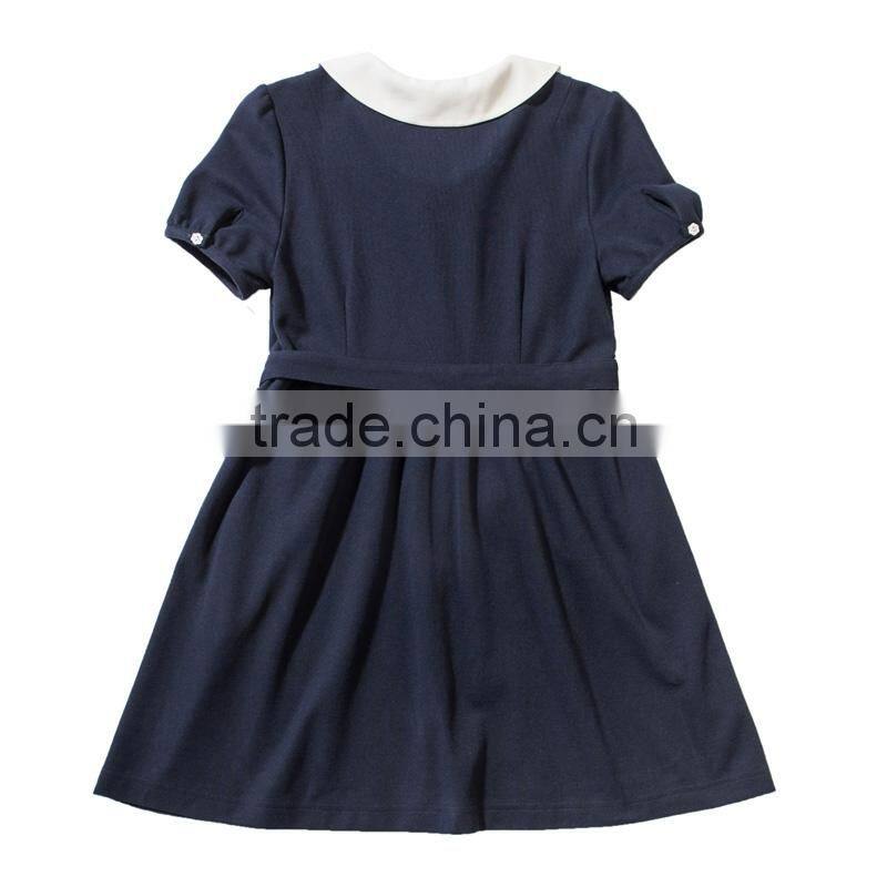 2017 new summer school children high waisted skirt student girl doll collar dress custom