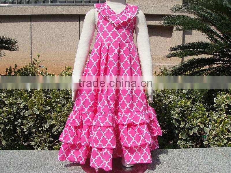 summer rainbow chevron zigzag long maxi ruffle dress made in China