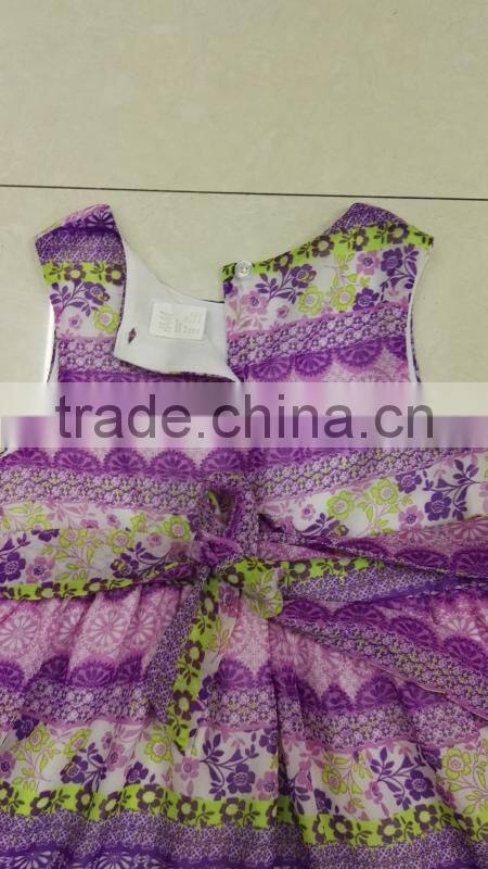 Yiwu stocks lots girl's colorful fashion printed dress