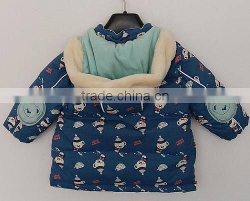 little boy cartoon printed cute padded coat for winter