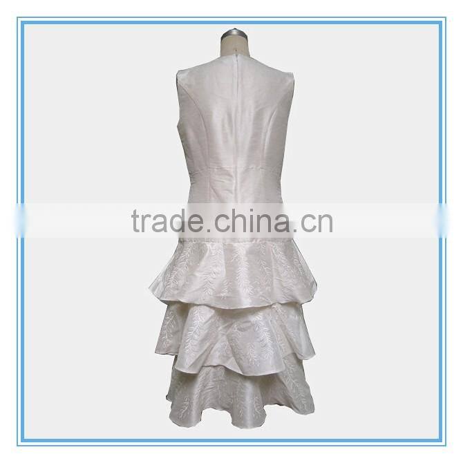 Fashion Business Suit 3/4 Sleeve Bolero+Dress Suit Flare Embroidery Skirt Sweep