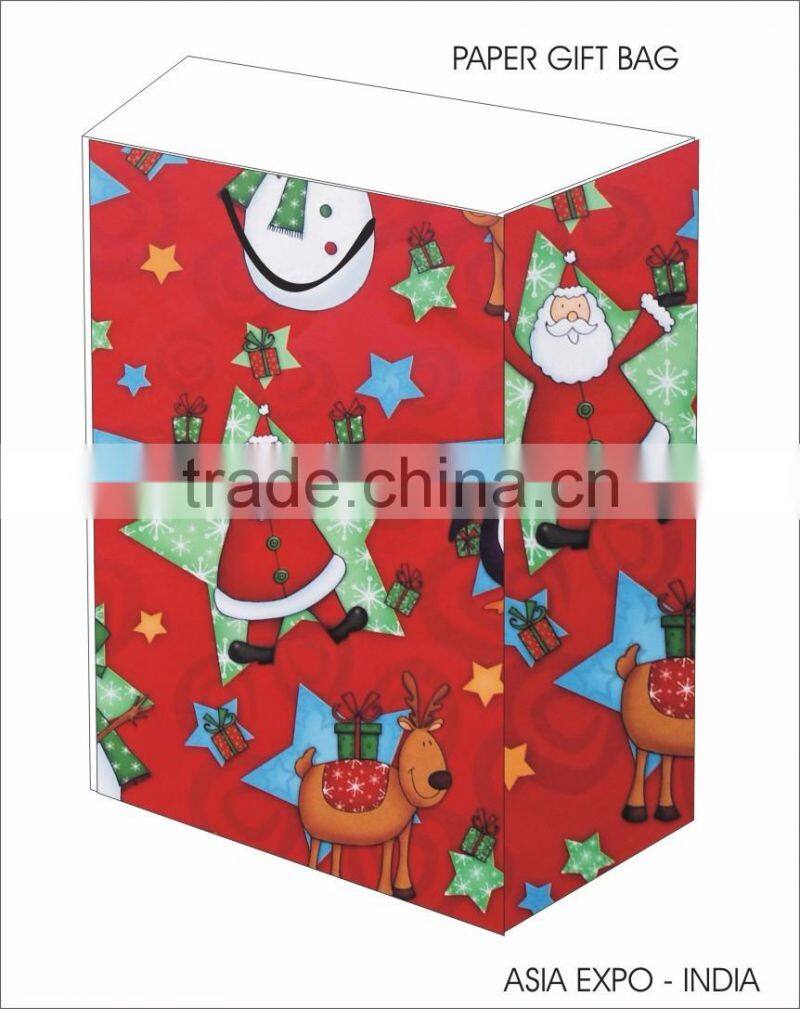 PAPER GIFT BAGS WITH SANTA X-MAX DESIGN PRINTED