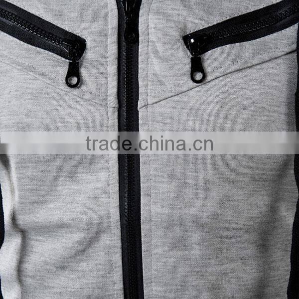 Men Male Hooded Vest Sleeveless Casual Good Selling Waistcoats Burgundy Light Gray Dark Gray