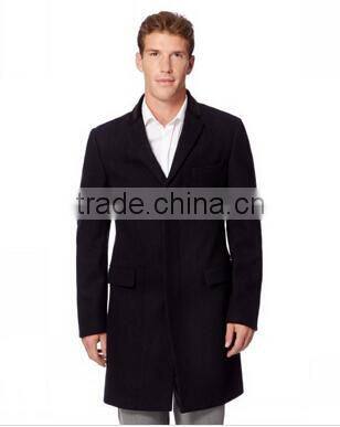 2014 Winter Season Hot Selling Fashion Design Black Lapel Slim Fit Mens Cashmere Men Coat