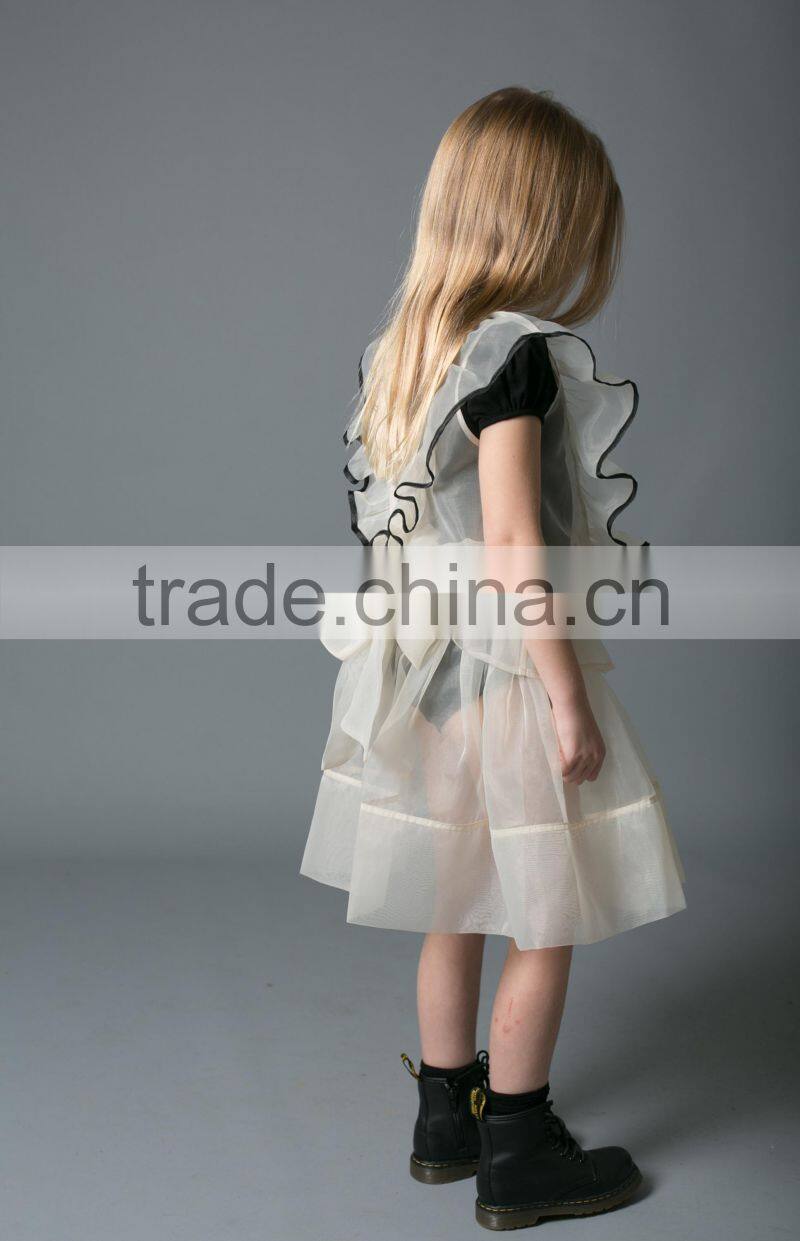 Organza Tulle Children Frock Designs Fancy Dress Overall Dress Girls Casual Summer Cotton Puffy Dresses