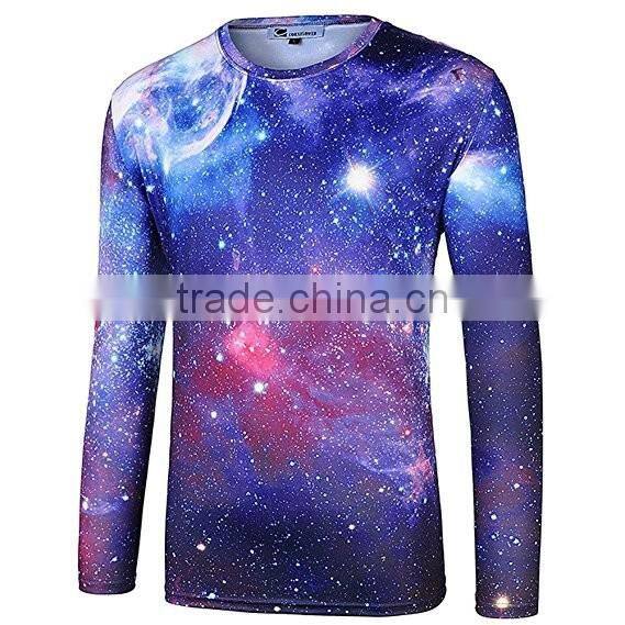 Space Galaxy Universe Printed Long Sleeve T Shirt Men's Full Sublimation Printed T-Shirt Fashion 3D Printed T Shirt Wholesale