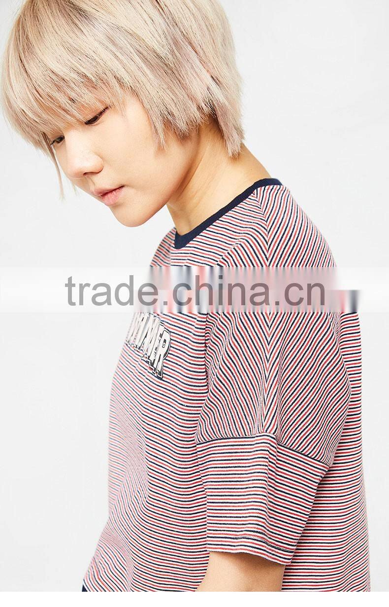 latest new model shirts crop tops women wholesale women striped t shirt