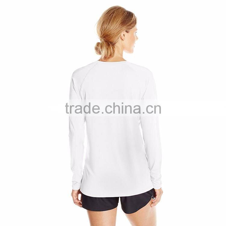 Hot sale cheap v neck women breathable polyester long skin tight long sleeve t shirt