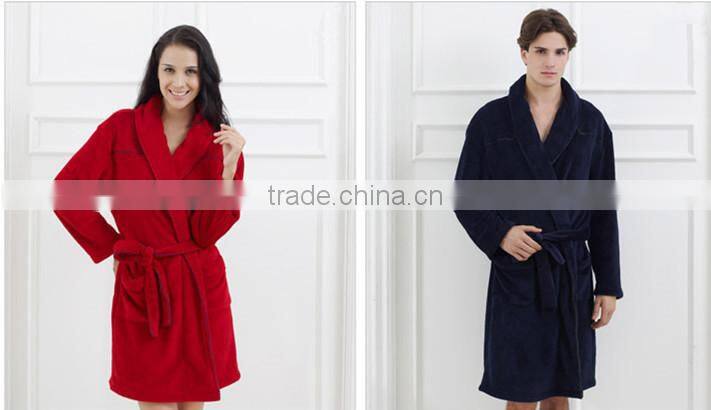 Womens and mens hotel coral bleece bathrobe