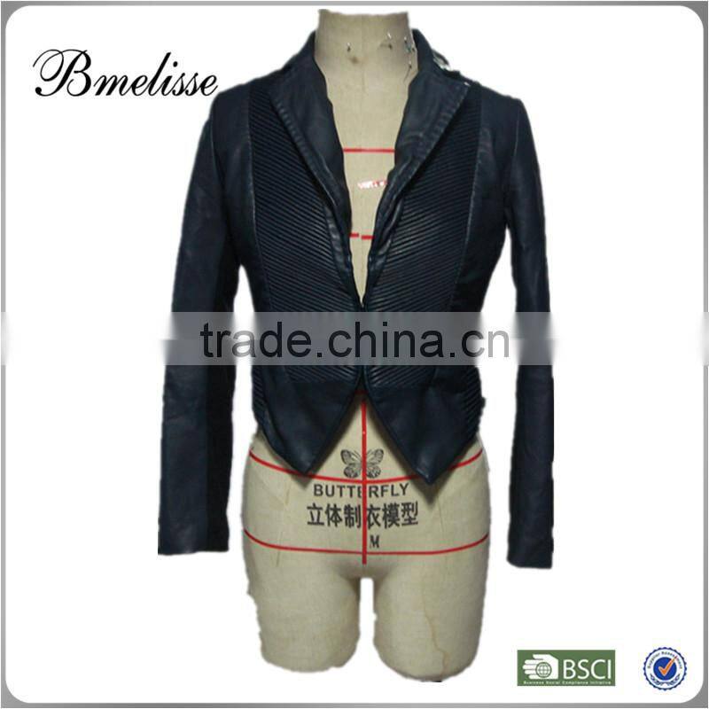 2015 PU leather biker jacket for women