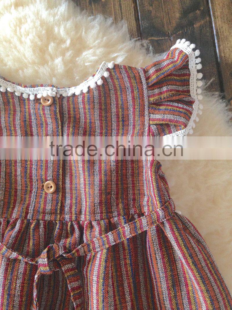 Girls Boho Tassles Cotton Dress Kids Back to School Dress