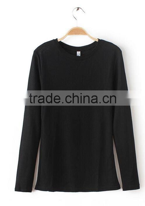 Runwaylover EY2227B Basic women long sleeve V neck T shirt with open thumb hole