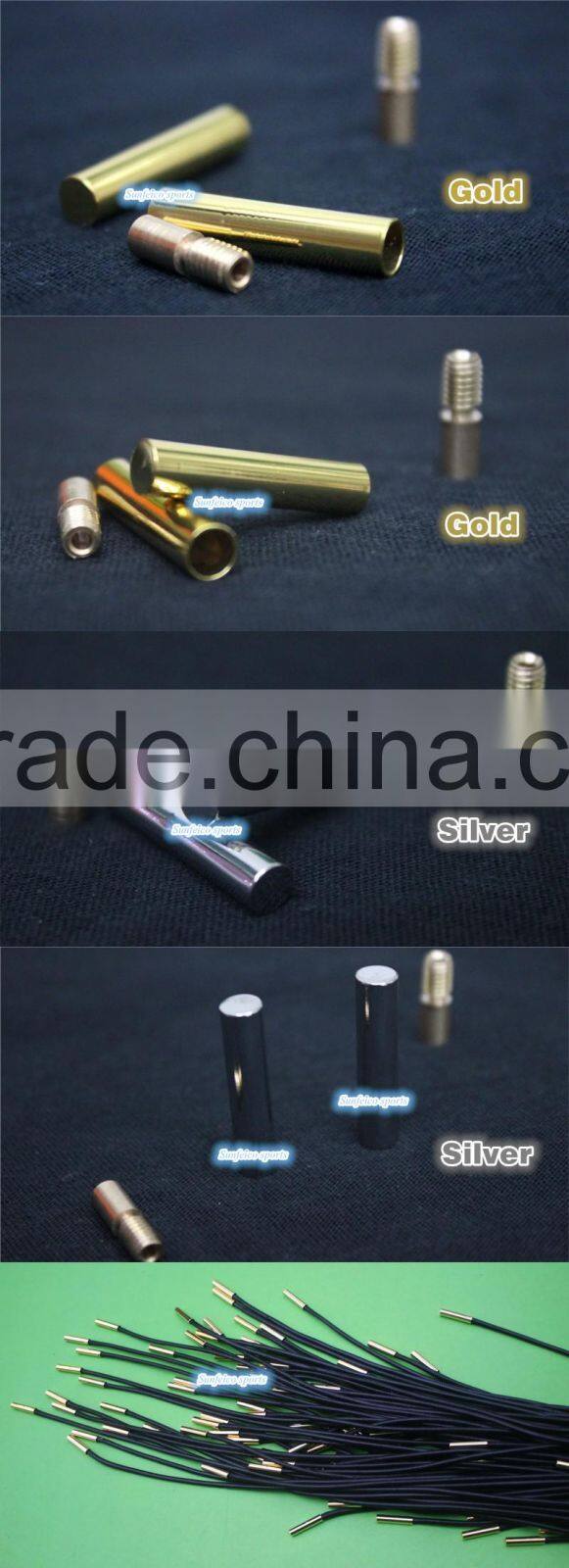 (MOQ:100pcs) Cylindrical Shoelace Aglets - Shoelaces Tips - DIY Shoelace Accessories ( Gold & Silver )- Accept Custom