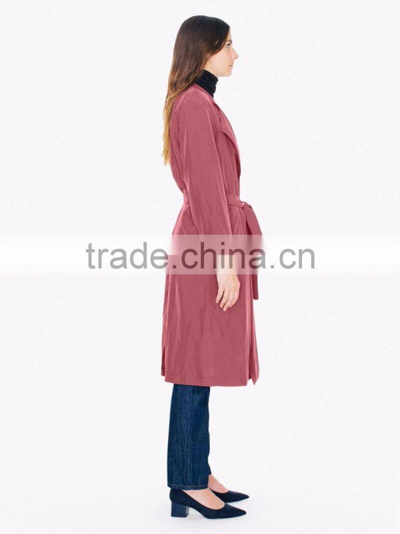 Hot selling light weight long sleeve trench cost fashion faux cost women 2016