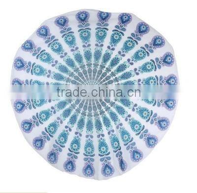 Peacock Mandala Round Tapestry Throw Hippie Gypsy Beach Blanket Yoga Mat Boho