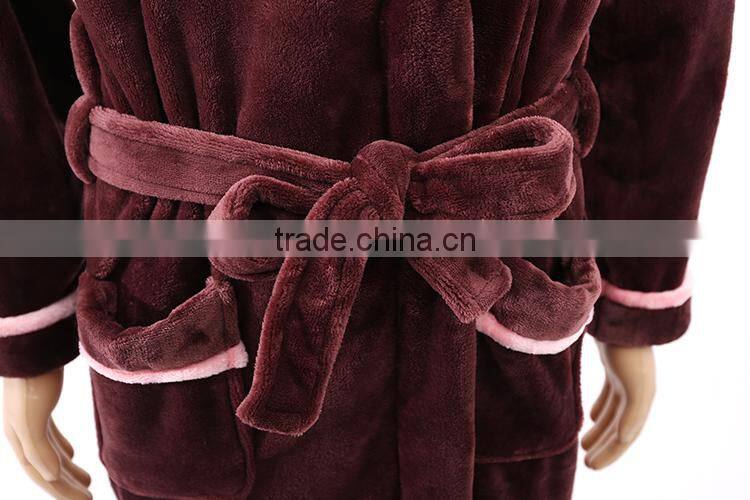 Factory Wholesale Royal Plush Flannel Fleece Bathrobe Sleepwear