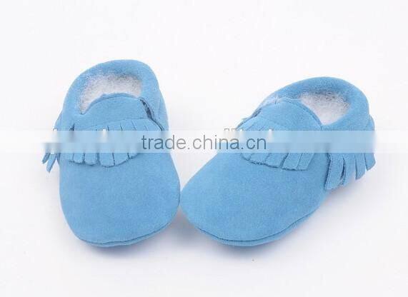 High quality suede leather moccains for baby, prewalk leather moccains
