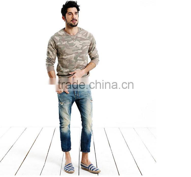 cotton/spandex kint camouflage full printing raglan sleeve military sweater/pullover with overlocking