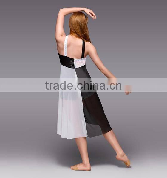 2016 - half skirt black and white long chiffon dress