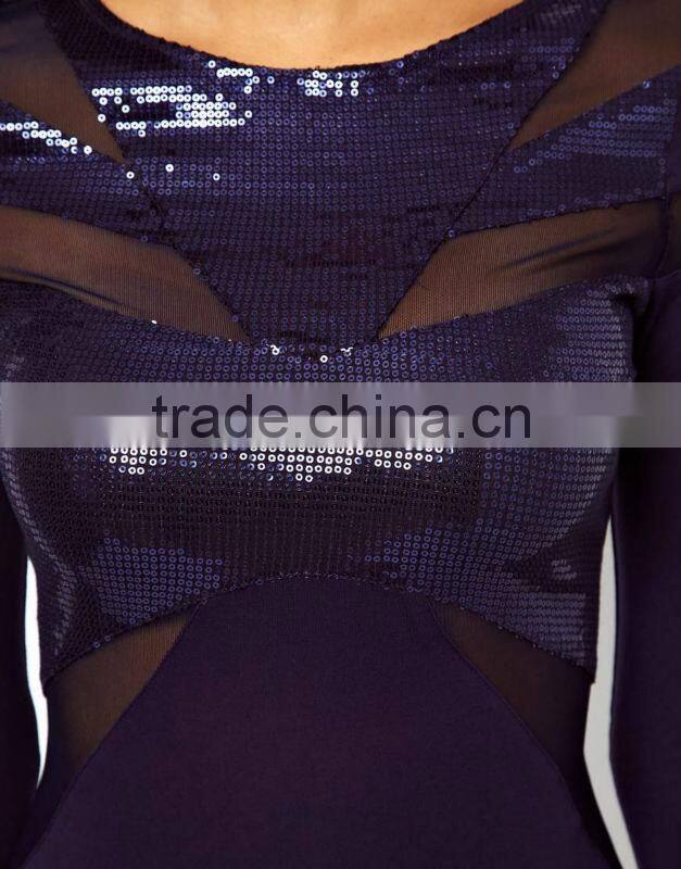 Midi Dress With Sequins And Mesh