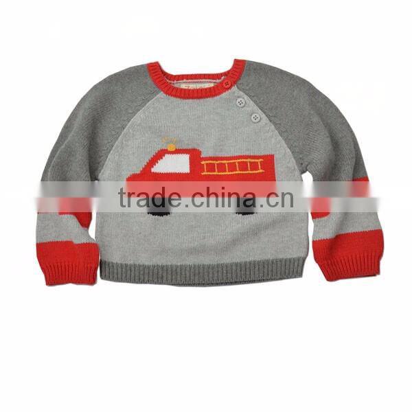 Cartoon Truck Pattern Cotton Baby Boy Pullover Sweater Designs