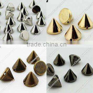 8x6mm silver cone shape sew on spike studs for shoes clothing