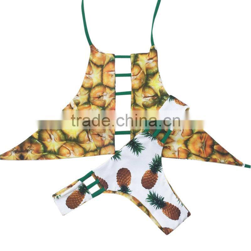 white lace halter printed swimwear bikini/yzh fancy bikini swimwear/ fancy bikini set swimwear beachwear