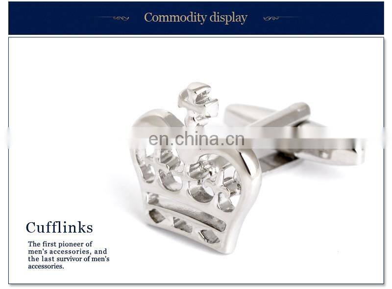 Gold Silver Crown Mens Cufflinks
