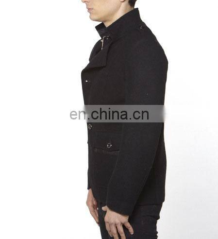Day Jacket Black Wool Cashmere Patchwork Textured Sport coat Slim Fit