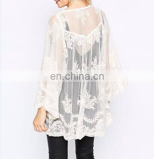 Summer White lace kimono cardigan 2016 women
