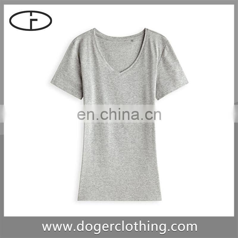 Ladies slim fit vneck tshirts wholesale factory