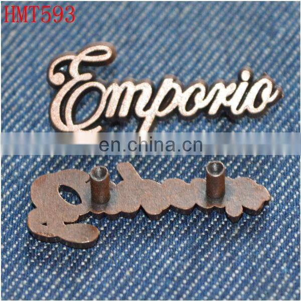 zinc alloy zamak custom denim brand logo metal tag