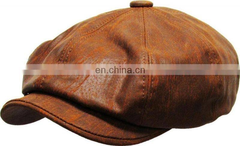 Genuine Leather Mens Ivy Hat Golf Driving Ascot Flat Cabbie Newsboy