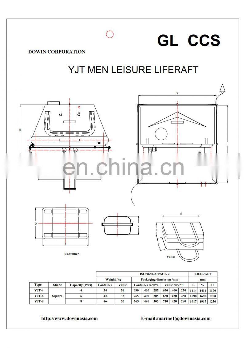 Marine 4 to 8 Persons Throw-overboard Yacht Inflatable Liferaft