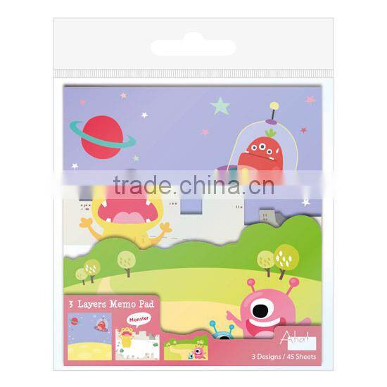 Stationery Gift Colourful Dinosaur Monster Robot Animal 3 Layers Memo note Die cut Memo Pad