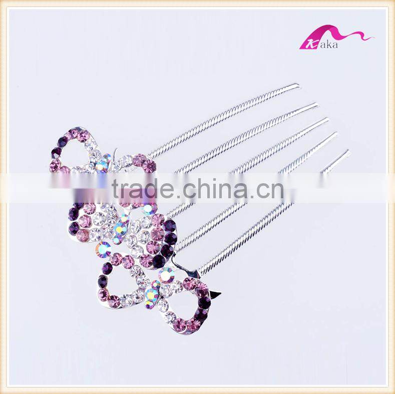 Top Quality Wedding Headwear Twinkle Crystal Bowknot Hair Combs For Women Hair Ornament