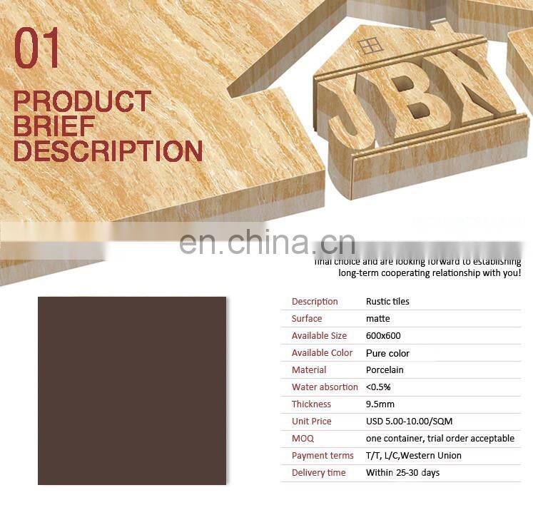 Foshan factory hot sale Full Body Pure Dark Brown Color Tiles floor tile ceramic tiles