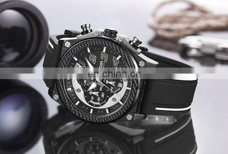 Megir 2051 Luxury Brand Silicone Strap Quartz Men Sport Watch High Quality Big Dials Megir Military Brand Quartz Watch