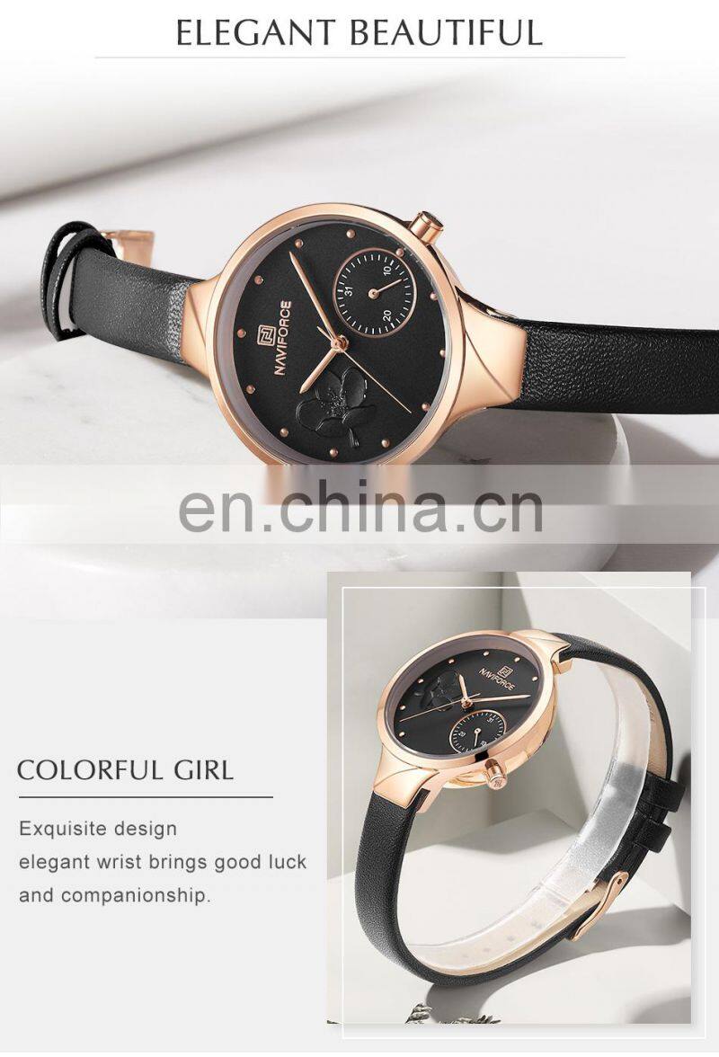 Naviforce 5001S New Arrival Ladies Quartz Watches Flower Chronograph Slim Strap Fashion Waterproof Women Wristwatch